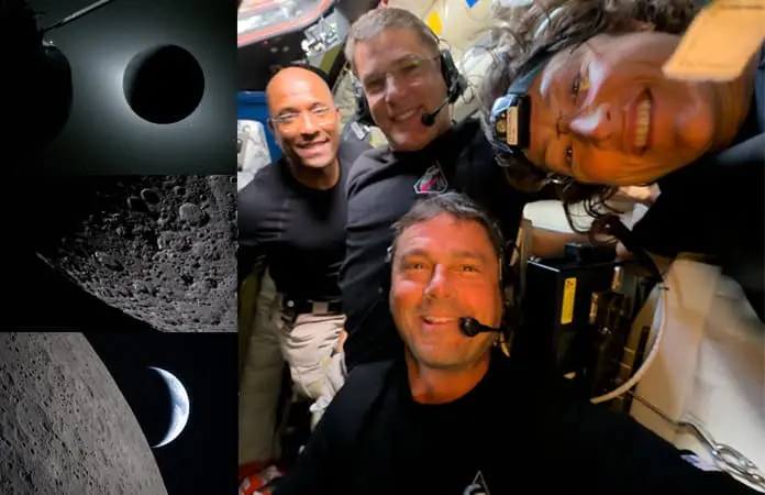 Aprecian destellos y colores en la Luna Aprecian destellos y colores en la Luna