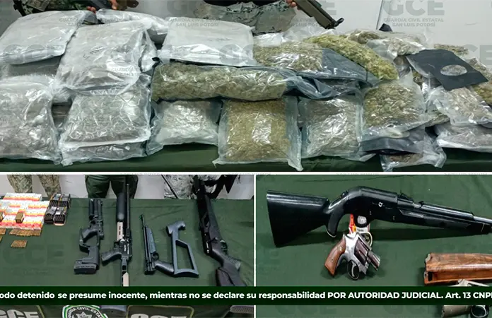 Aseguran marihuana y armas en El Charquillo