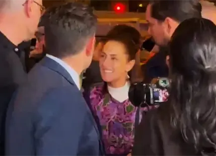 Reciben a Sheinbaum con banderas y m&uacute;sica en Barcelona (video)