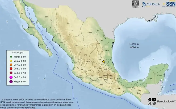 SSN reporta sismo de 3.9 cerca de C&aacute;rdenas