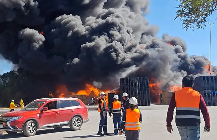 Arden miles de tarimas en empresa vidriera