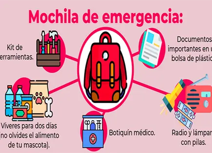 SGIRPC detalla contenido de mochila de vida para emergencias