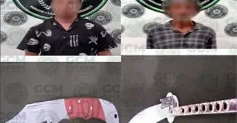 Sorprenden con armas blancas a 2delincuentes