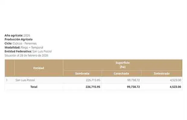San Luis lidera p&eacute;rdidas en el agro, dice Sader
