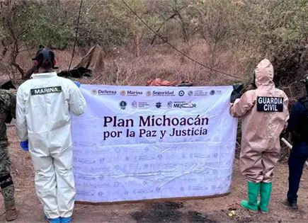 Semar desmantela narcolaboratorio del CJNG en Los Reyes, Michoac&aacute;n