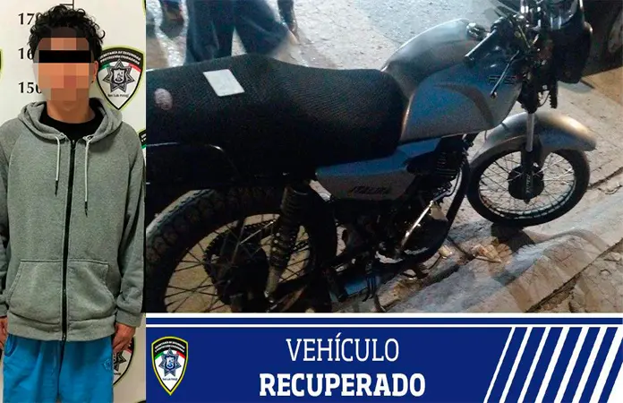 Joven es sorprendido con moto hurtada