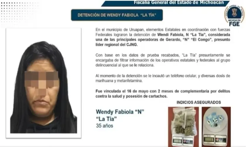 Cae La Tía, mujer vinculada a homicidio de Carlos Manzo
