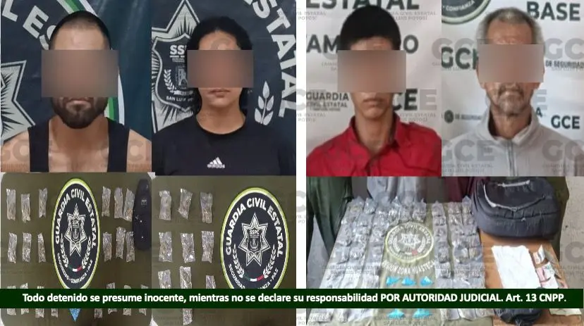 Detienen a cuatro por narcomenudeo en Ciudad Valles y Tamasopo