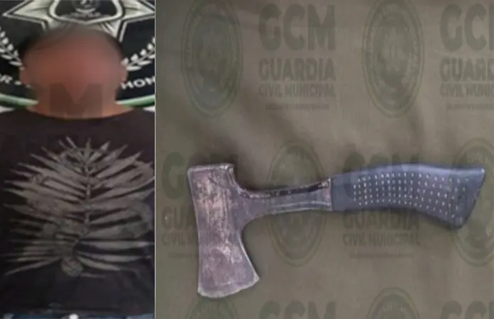 Andaba armado con hacha y causando daños