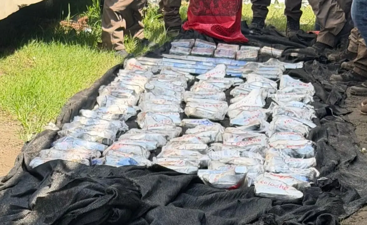 Hallan 108 armas y cocaína ocultas en tráiler con chatarra