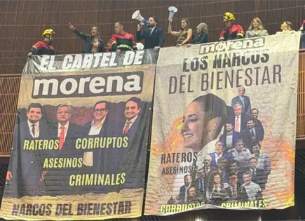 Reclamos en San Lázaro por mantas desplegadas contra Morena Reclamos en San Lázaro por mantas desplegadas contra Morena