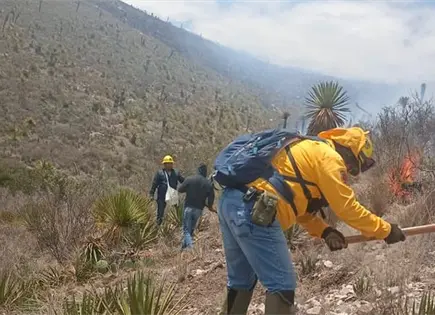 Combaten brigadas siniestro en Charcas Combaten brigadas siniestro en Charcas