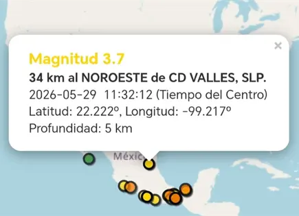 Registra SSN nuevo sismo al noroeste de Ciudad Valles Registra SSN nuevo sismo al noroeste de Ciudad Valles
