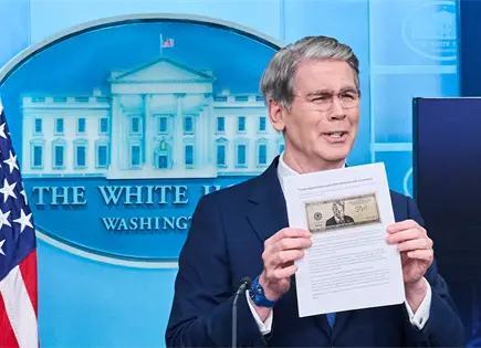Secretario Tesoro EE.UU. presenta dise&ntilde;o de billete con Trump