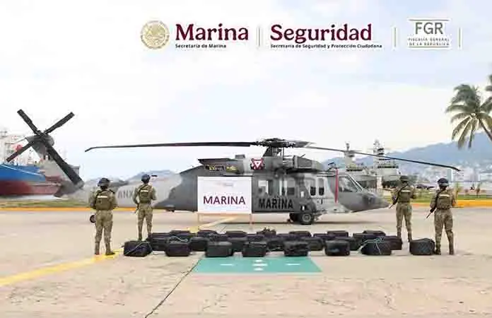 La Marina decomisa 1.3 toneladas de cocaína