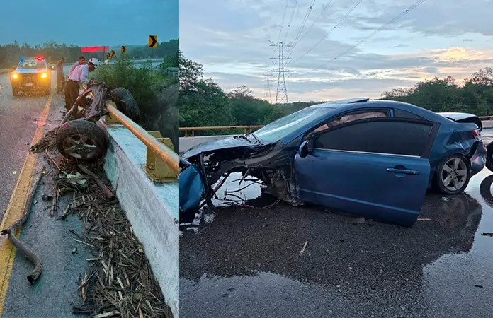 Tres jóvenes resultan lesionados en un aparatoso accidente