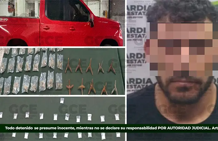 Capturan a objetivo criminal con drogas y "ponchallantas"