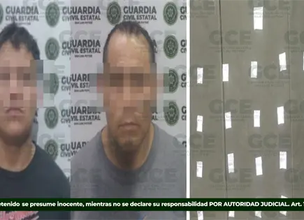 Detienen a dos hombres con droga y una motocicleta en SLP