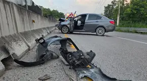 Conductor se estrella en muro al esquivar a un perro