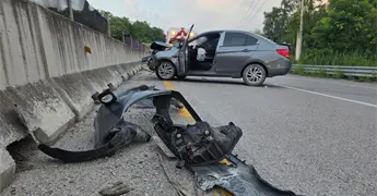 Conductor se estrella en muro al esquivar a un perro