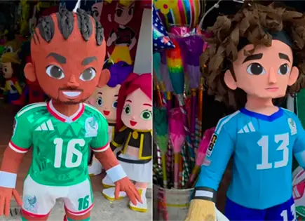 Piñatas de Julián Quiñones y Guillermo Ochoa tras Mundial 2026 Piñatas de Julián Quiñones y Guillermo Ochoa tras Mundial 2026