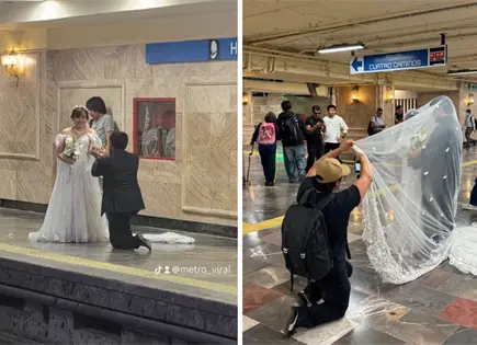 Pareja realiza sesión de fotos de boda en Metro Hidalgo Pareja realiza sesión de fotos de boda en Metro Hidalgo