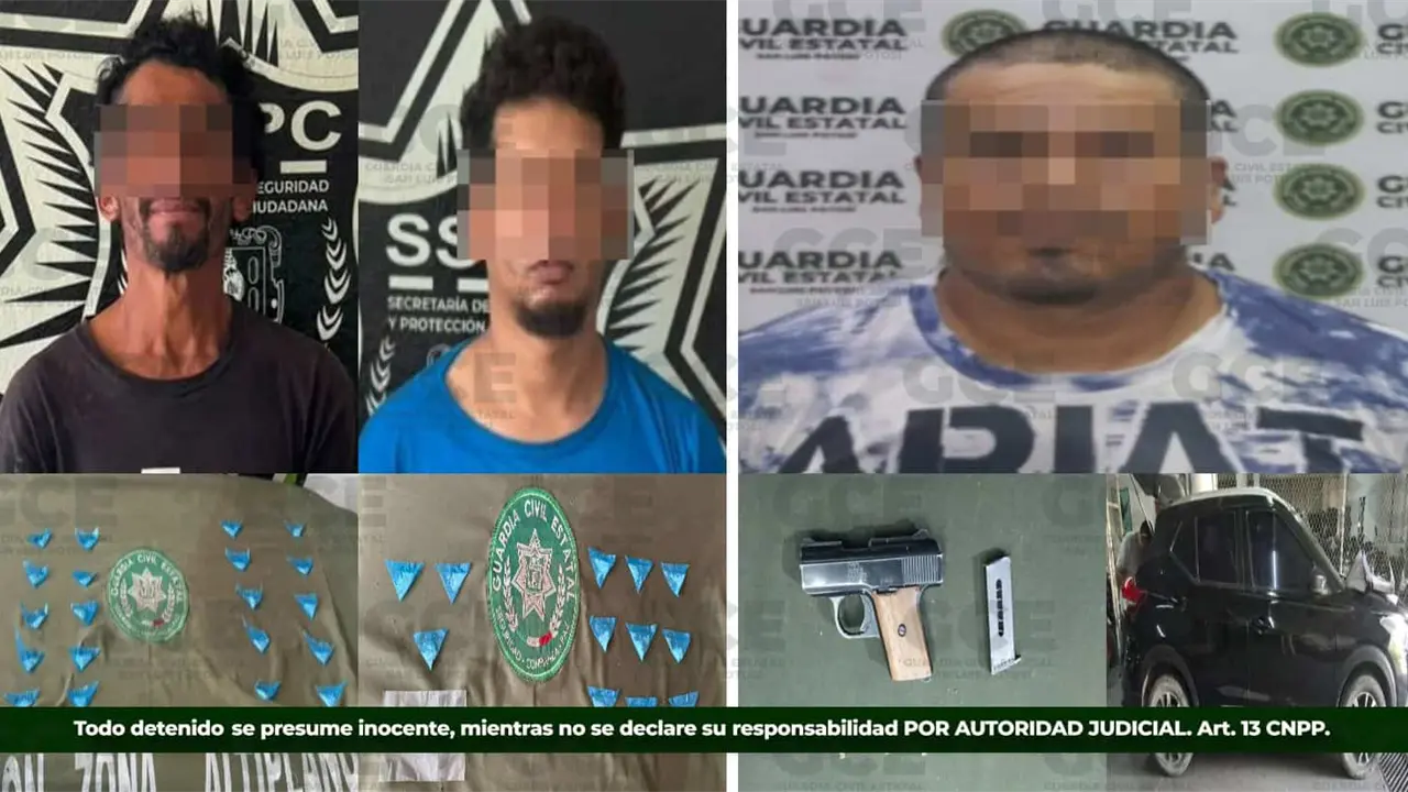 Aseguran droga y un arma; hay tres detenidos