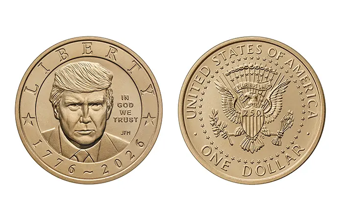 Emiten moneda de dólar con imagen de Trump