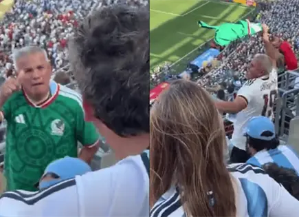 Mexicano expulsa a argentino y le baila con camiseta de España Mexicano expulsa a argentino y le baila con camiseta de España