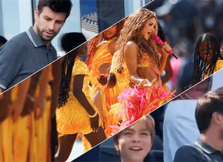 Piqué y sus hijos, presentes en show de Shakira en final del Mundial Piqué y sus hijos, presentes en show de Shakira en final del Mundial