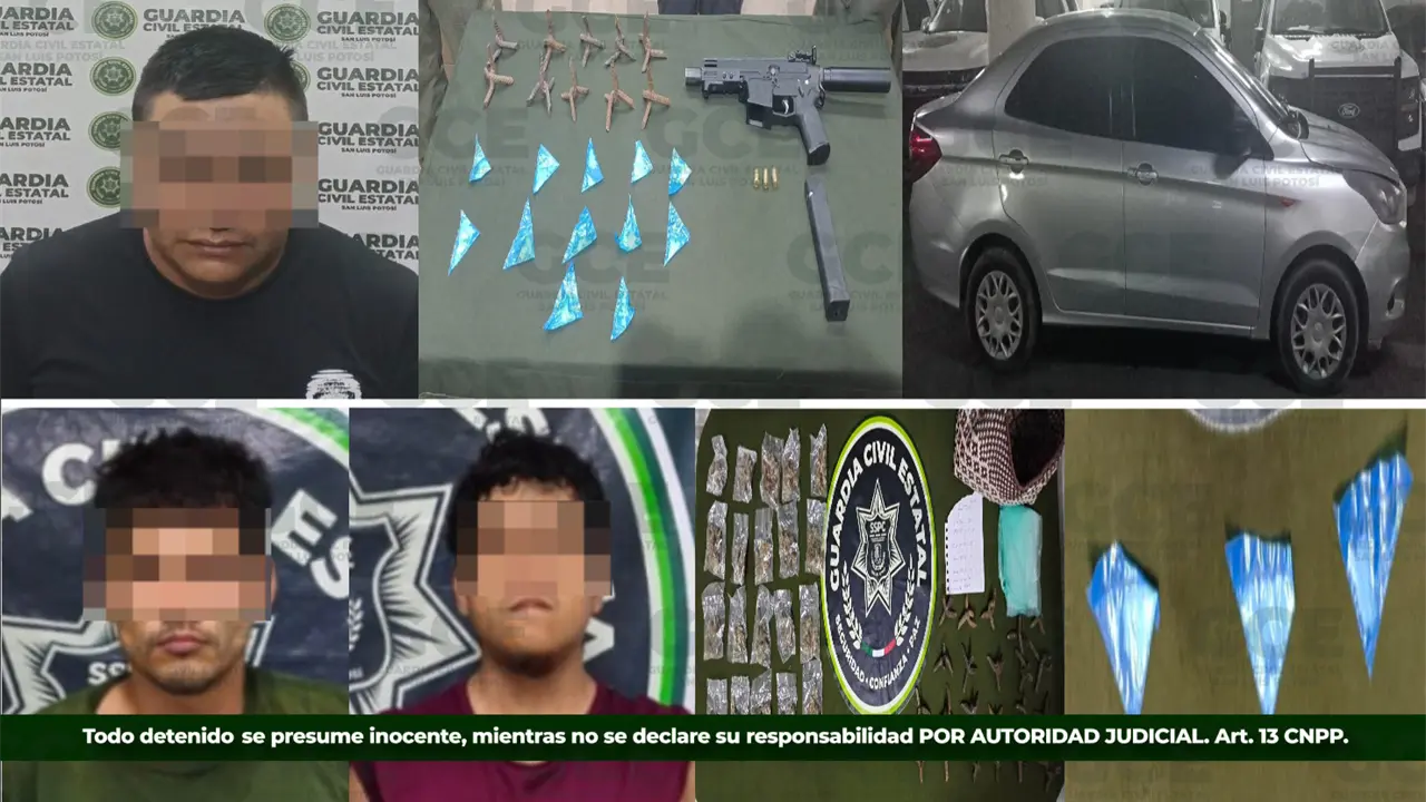 Detienen a tres presuntos narcomenudistas en SLP y Valles