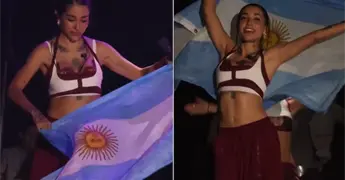 Mar&iacute;a Becerra ondea bandera argentina en concierto en Barcelona