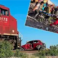 Auto es arrastrado por el tren; hay cinco lesionados