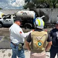 Dos heridos graves, al arder una pipa gasera Dos heridos graves, al arder una pipa gasera