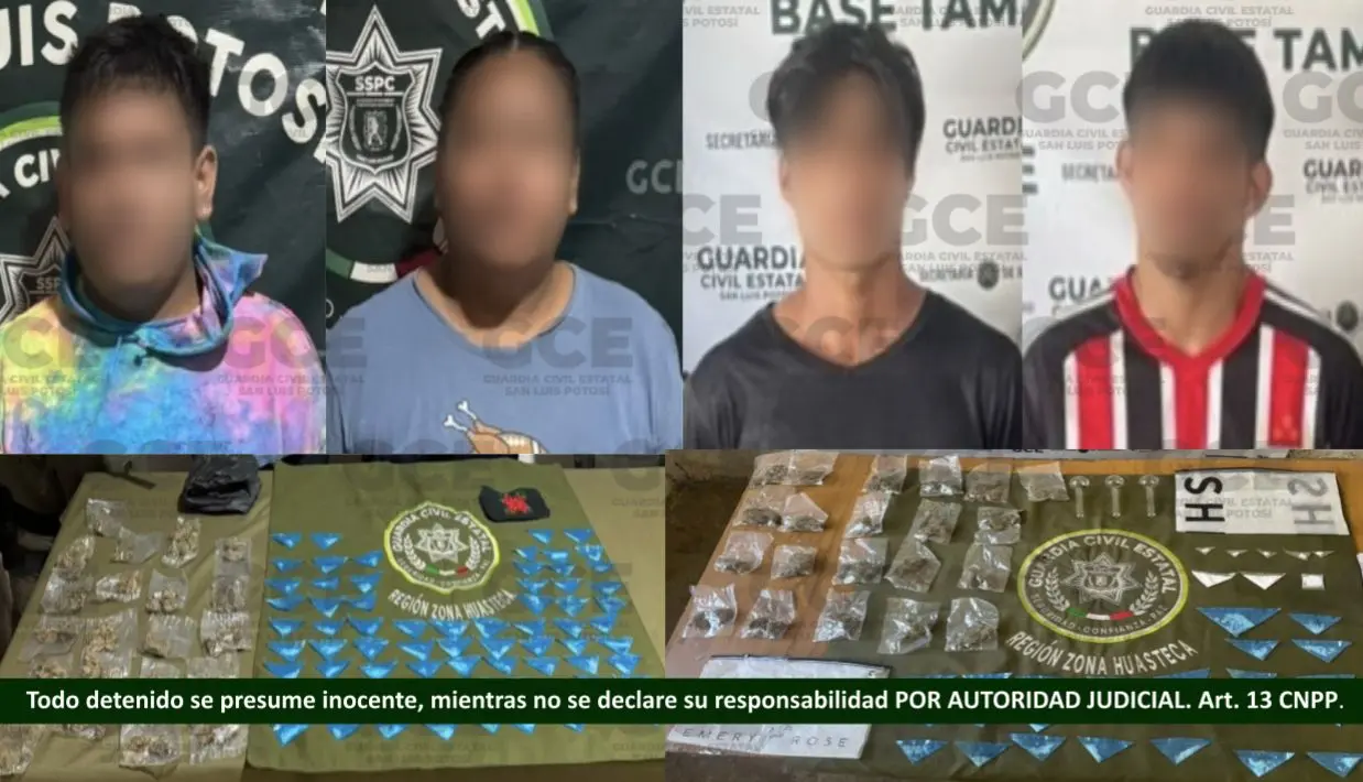 Caen cuatro con distintas drogas en la Huasteca