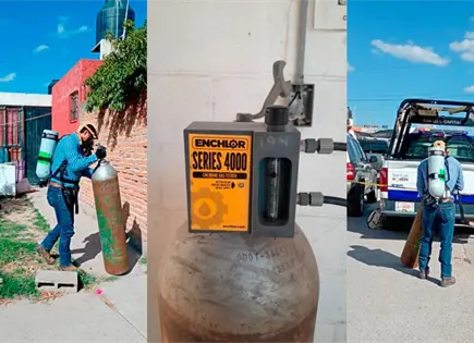 Roban y recuperan tanque de gas cloro Roban y recuperan tanque de gas cloro