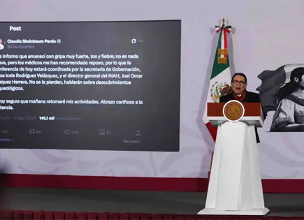 Reportan enferma a Sheinbaum; no asiste a la mañanera Reportan enferma a Sheinbaum; no asiste a la mañanera