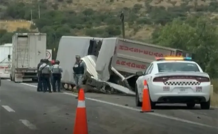 Vuelca tr&aacute;iler con ganado en carretera 57 (video)