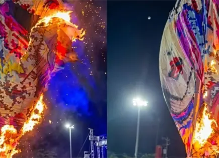 Globo se incendia durante Festival del Globo en Tahmek