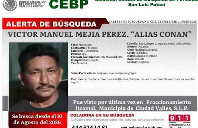 Sin rastro hombre desaparecido en Ciudad Valles