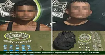 Detienen a dos con droga en Axtla