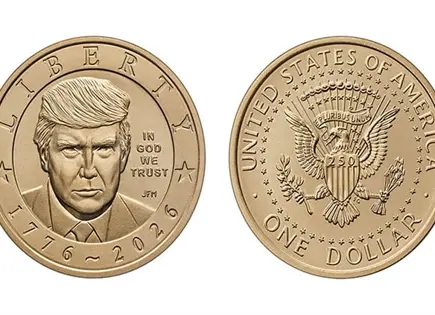 Lanzan moneda con el rostro de Trump Lanzan moneda con el rostro de Trump