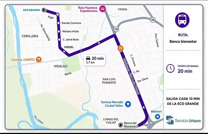 Abren ruta de transporte al Banco Bienestar