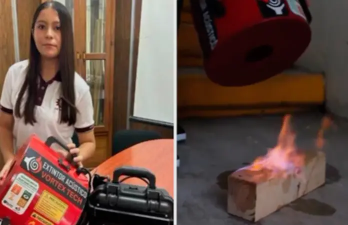 Estudiante de Altamira crea extintor acústico portátil