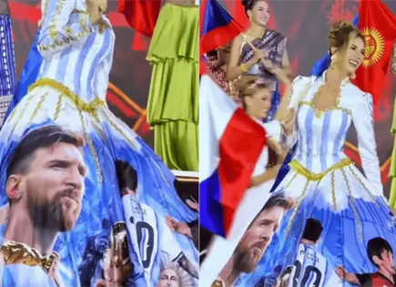 Miss Argentina sorprende con vestido dedicado a Messi Miss Argentina sorprende con vestido dedicado a Messi
