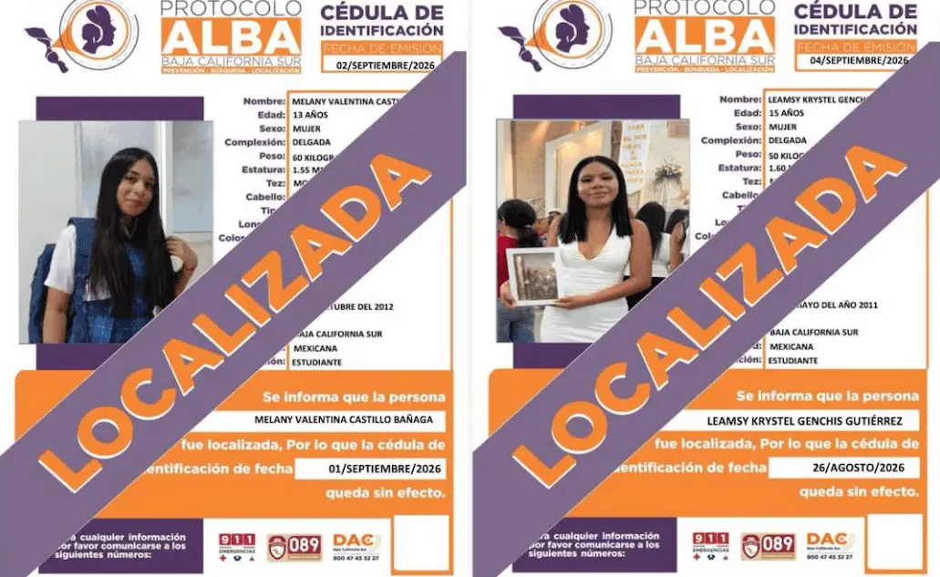 PGJE localiza con vida a dos adolescentes desaparecidas en Cabo San Lucas