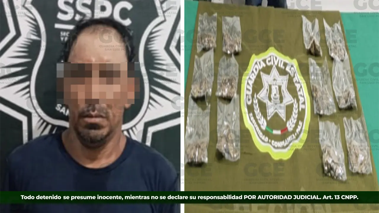 Detienen a hombre con dosis de marihuana en la Zona Media