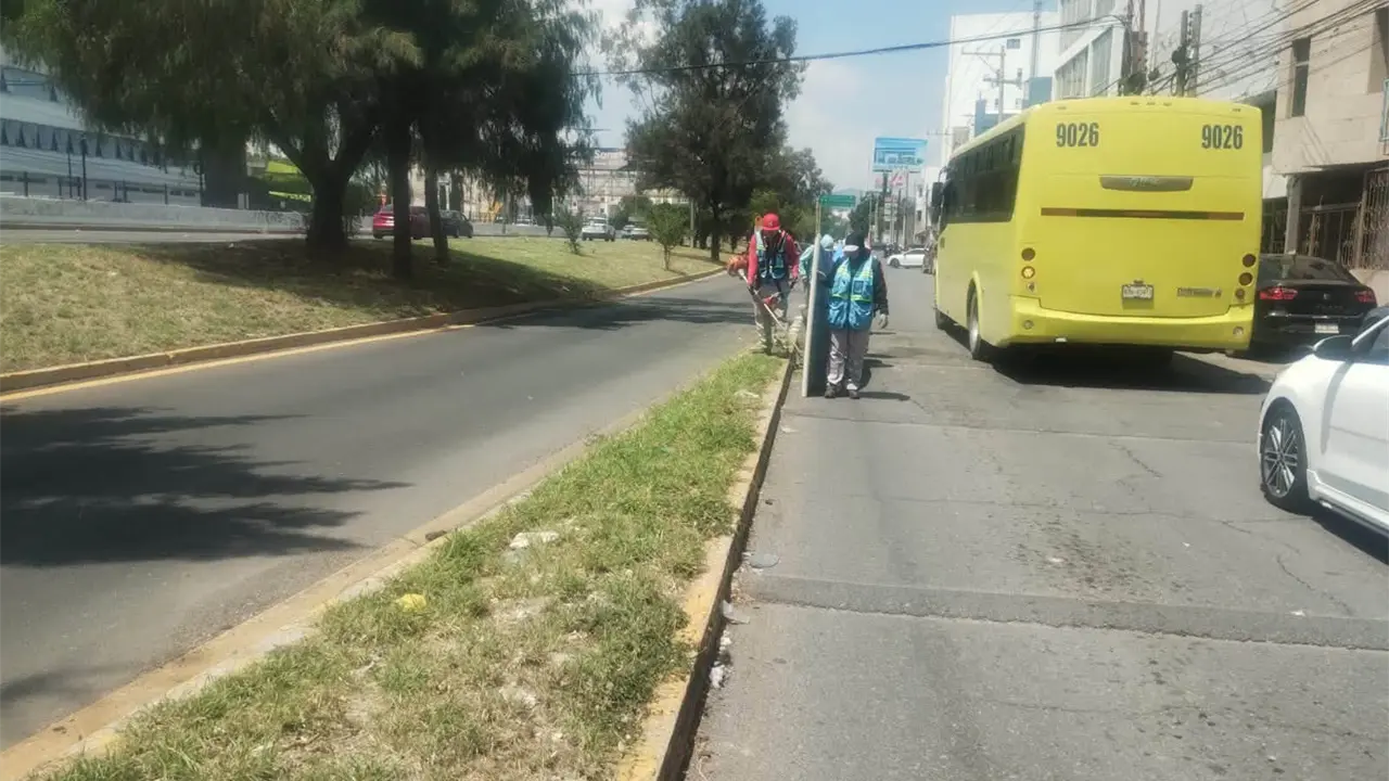 Limpian camellones de Salvador Nava y Camino al Aguaje