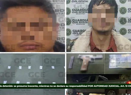 Detiene GCE a dos; asegura arma y presunta droga Detiene GCE a dos; asegura arma y presunta droga
