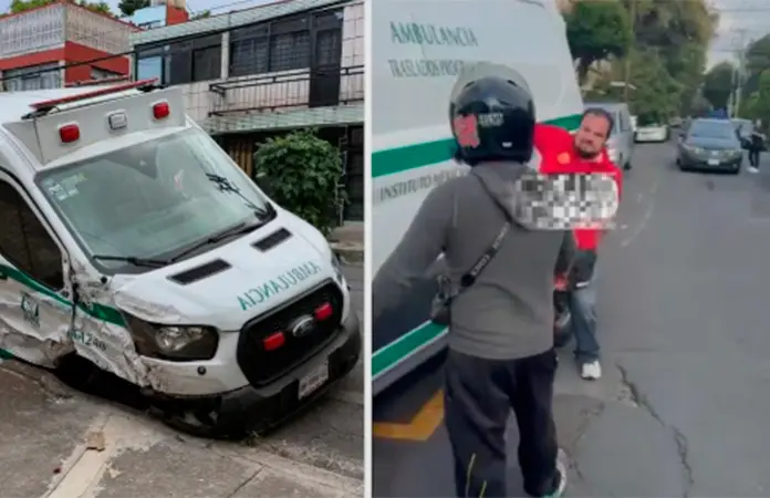Ambulancia del IMSS choca contra varios vehículos y atropella a joven